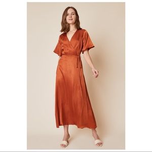 Whimsy + Row Lola Wrap Dress in Rust
